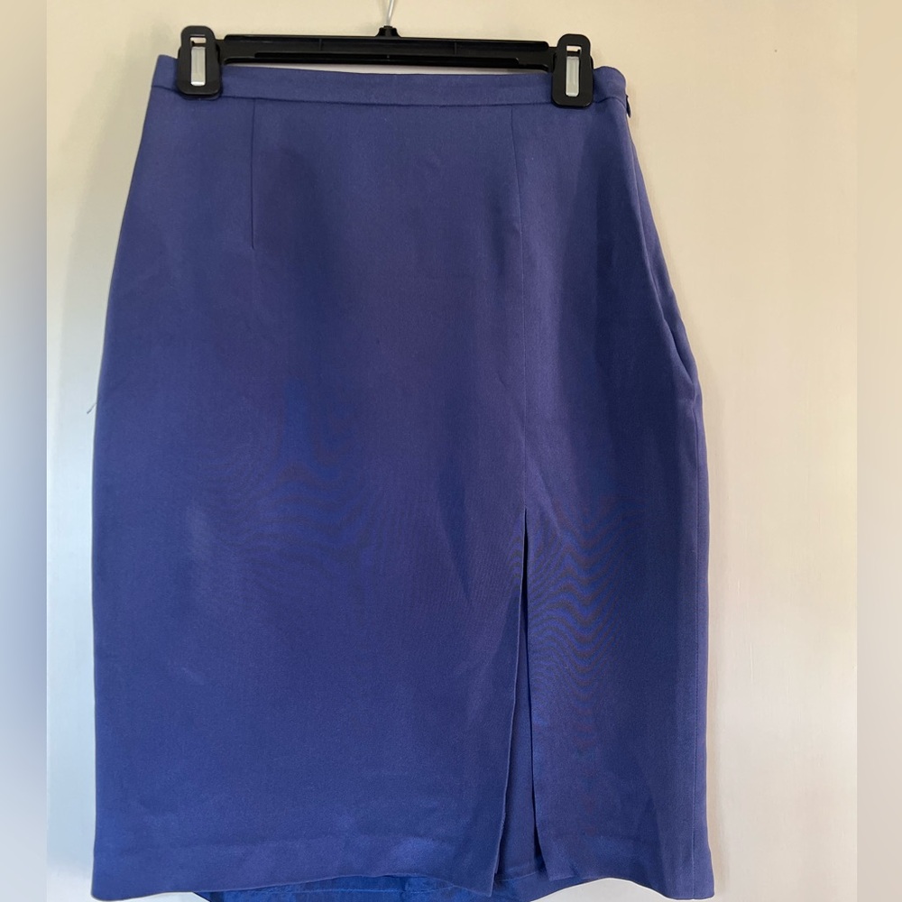 Silk knee length slit skirt
